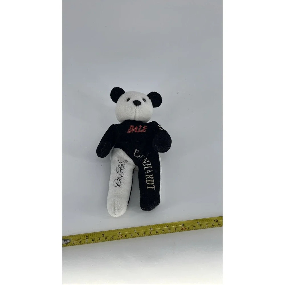 NASCAR Dale Earnhardt Plush Bean Bag Bear Black White Embroidered Signature 8.5